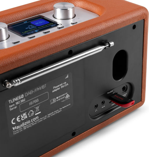 Audizio TUNE60 Retro Επιτραπέζιο Ραδιόφωνο Μπαταρίας DAB+ με Bluetooth και USB Καφέ