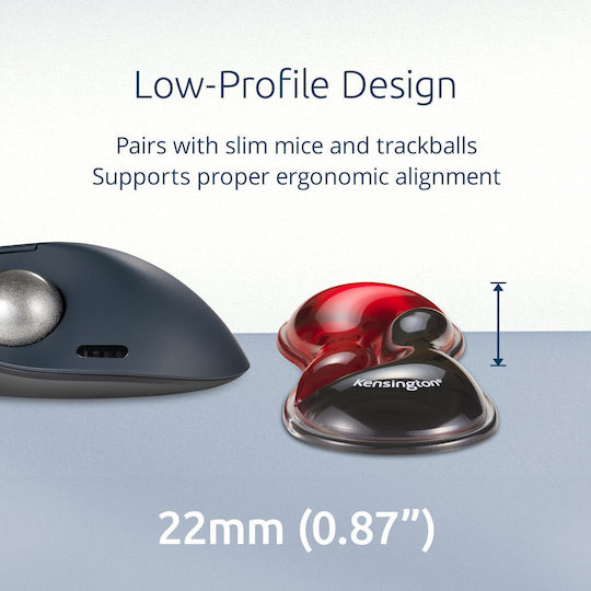 Kensington Slim Duo Gel Mouse Track Ball Red Wrist Rest