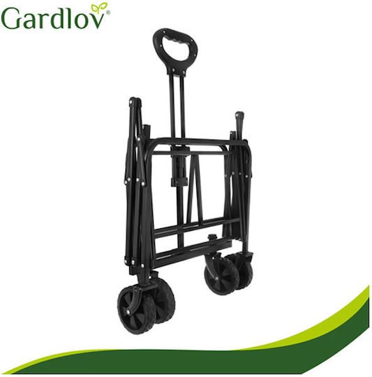 Foldable Garden Cart Metallic Four-Wheeled 90l 70.5x46x47cm