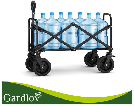 Foldable Garden Cart Metallic Four-Wheeled 90l 70.5x46x47cm