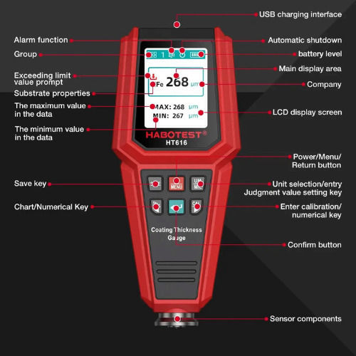 Habotest Măsurător Digital De Grosime A Straturilor HT616