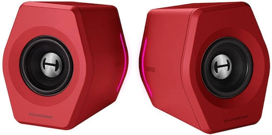 Edifier G2000 RGB Ασύρματα Ηχεία Υπολογιστή 2.0 με RGB Φωτισμό και Bluetooth Ισχύος 32W σε Κόκκινο Χρώμα