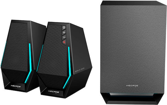 Edifier G1500 Max Ηχεία Υπολογιστή 2.1 με RGB Φωτισμό και Bluetooth Ισχύος 30W σε Μαύρο Χρώμα