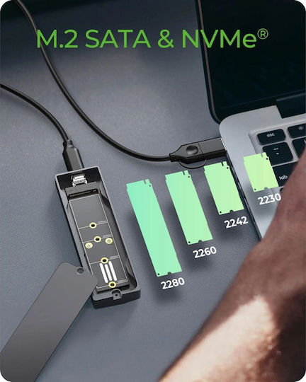 Icy Dock Θήκη για Σκληρό Δίσκο M.2 SATA III NVME με σύνδεση SATA σε Γκρι χρώμα
