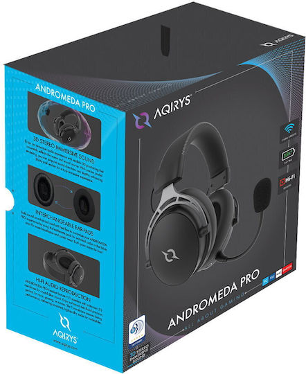 Aqirys Andromeda Pro Безжичен Надушници Геймърски слушалки с връзка USB Черен