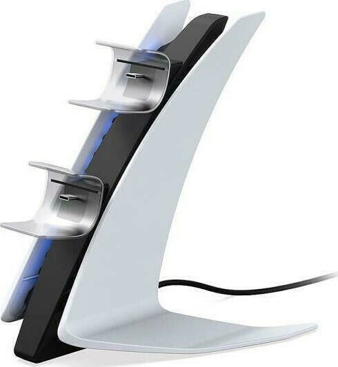 Zeroground CH-1500G Charging Station for 2 controllers PS5 with LED lighting White