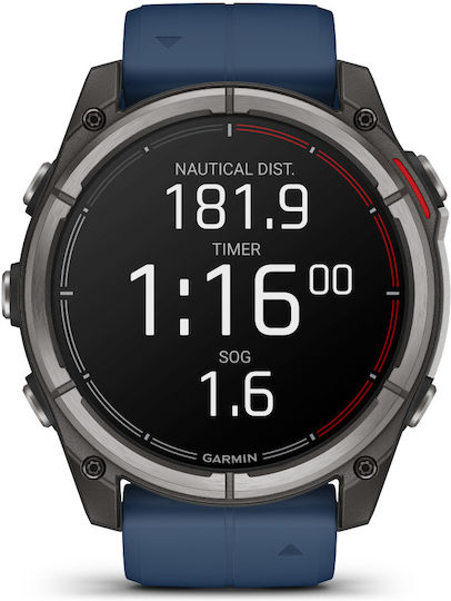 Garmin quatix 8 Titanium Αδιάβροχο Smartwatch με Παλμογράφο