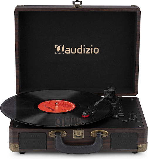 Audizio RP116DW Suitcase Turntables with Preamp and Built-in Speakers Brown