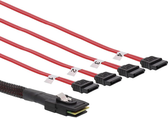 InLine SAS / Mini SAS to SAS Cable 75cm Red (27610)