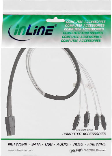 Cablu Inline SFF 8087 SATA X4 0.5m Roșu 27620