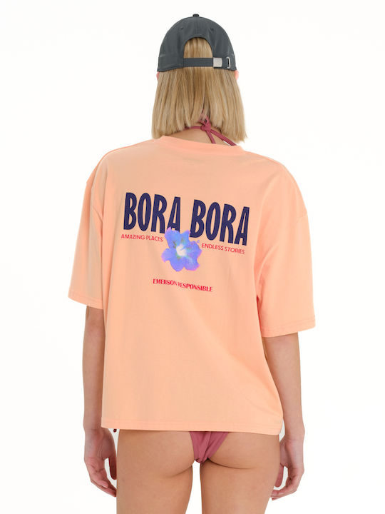 Women's Sports T-shirt Floral Orange