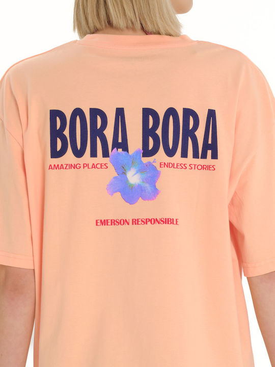 Women's Sports T-shirt Floral Orange