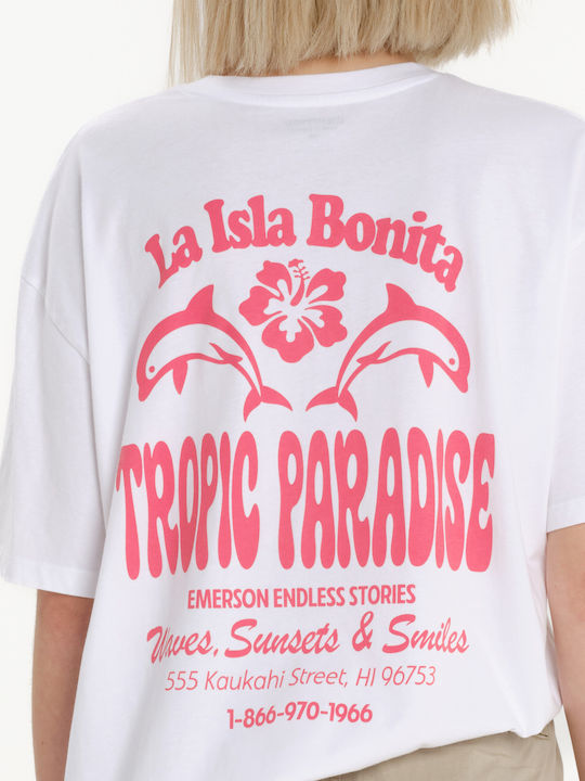 Γυναικείο Αθλητικό Oversized T-shirt Λευκό