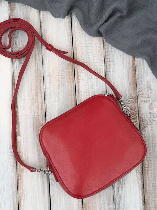 Leather Women's Shoulder Bag Red