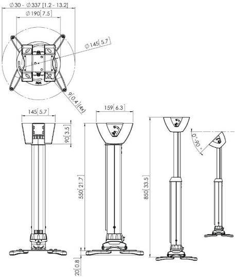Vogel's Projector Mount Ceiling with Maximum Load Capacity of 20kg Silver