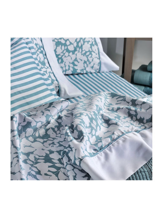 Down Town Home Elvira Bed Sheets Set for Single Bed 175x255cm Green 3 Pieces
