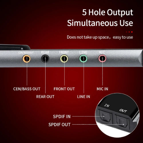 External USB 5.1 Sound Card Gray (HY-601)