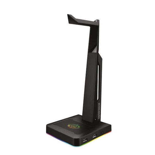 Zeroground MIRAI Desktop Headphone Stand with LED Lighting and USB Port Black