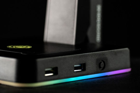 Zeroground MIRAI Desktop Headphone Stand with LED Lighting and USB Port Black