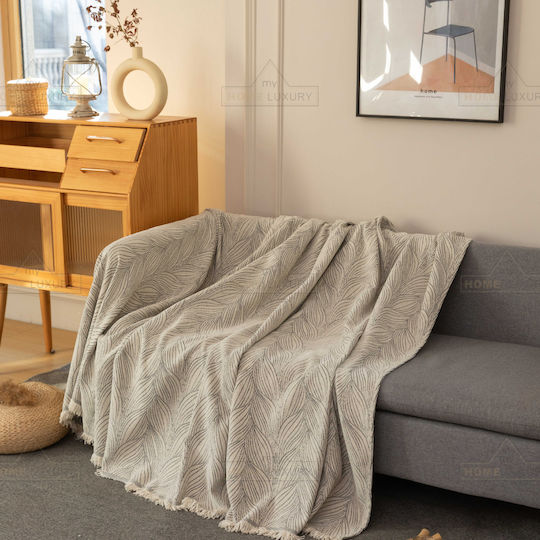 My Home Luxury Pommard Armchair Throw Jacquard 180x180cm Ecru