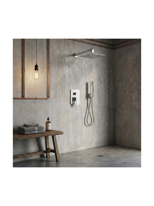 Acquanet Set Mischer & Kopf Duschen Eingebaute Wasserhähne für Dusche 2 Ausgänge Silber