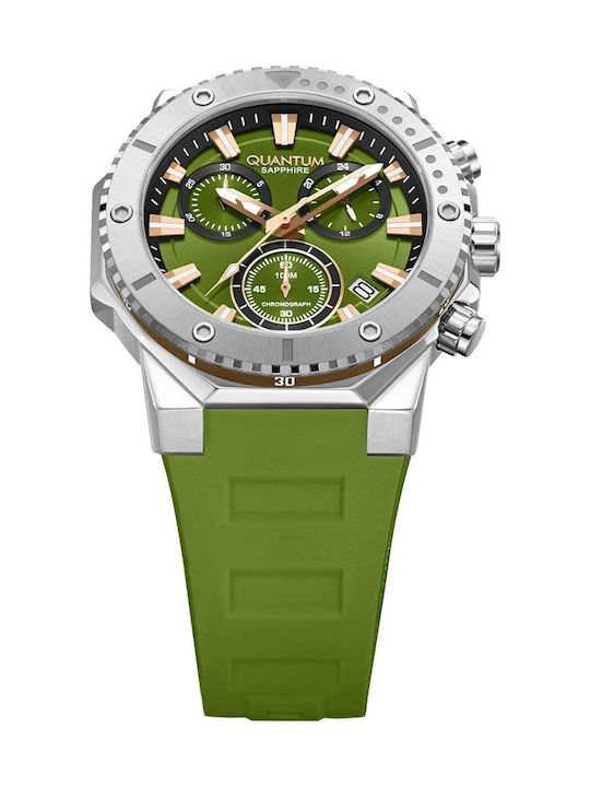 Quantum Hunter Men's Watch 44mm Battery Chronograph with Green Rubber Strap
