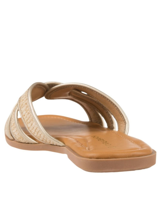 Damen Flache Sandalen Beige