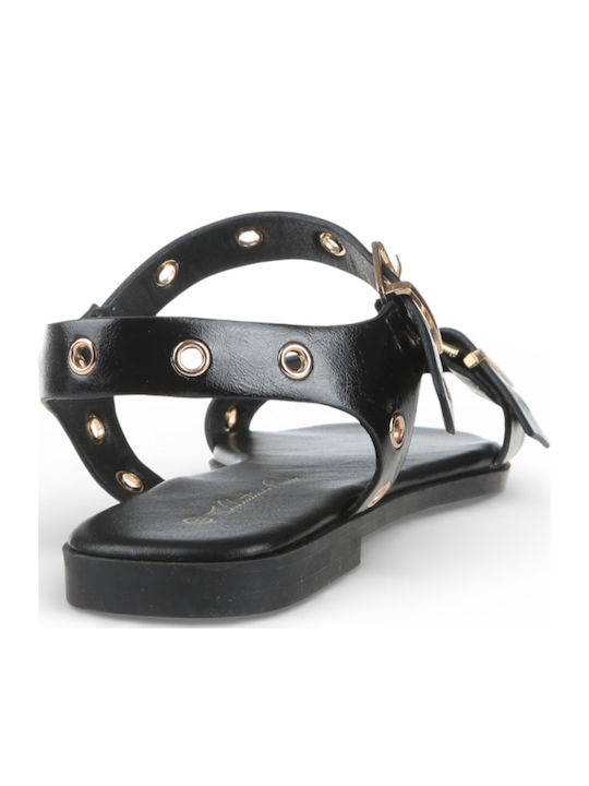 Damen Flache Sandalen Schwarz
