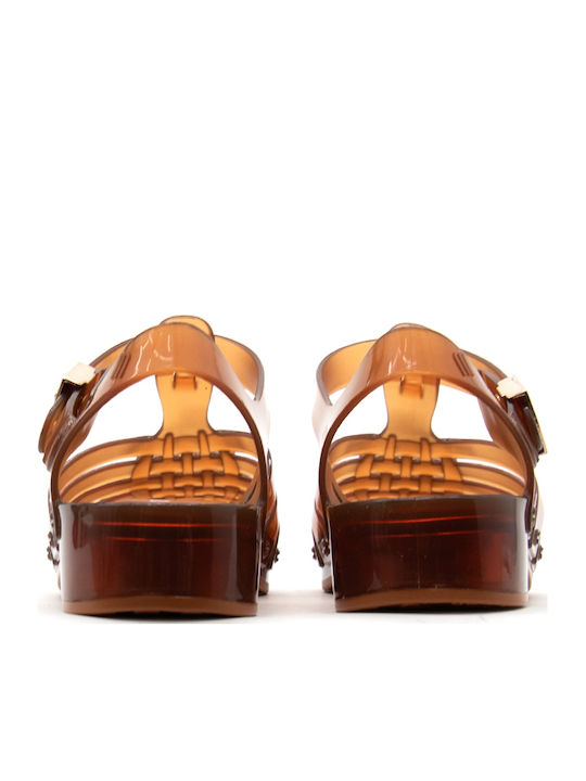 Damen Flache Sandalen Braun