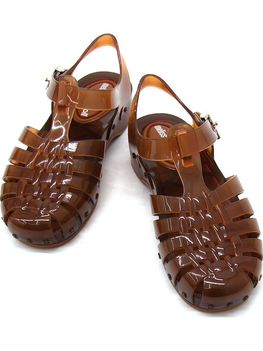Damen Flache Sandalen Braun
