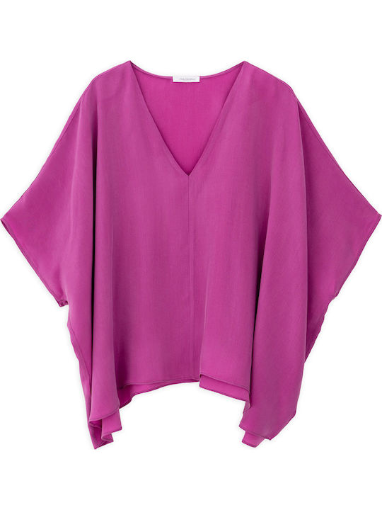Women's Blouse with V-Neck Pink