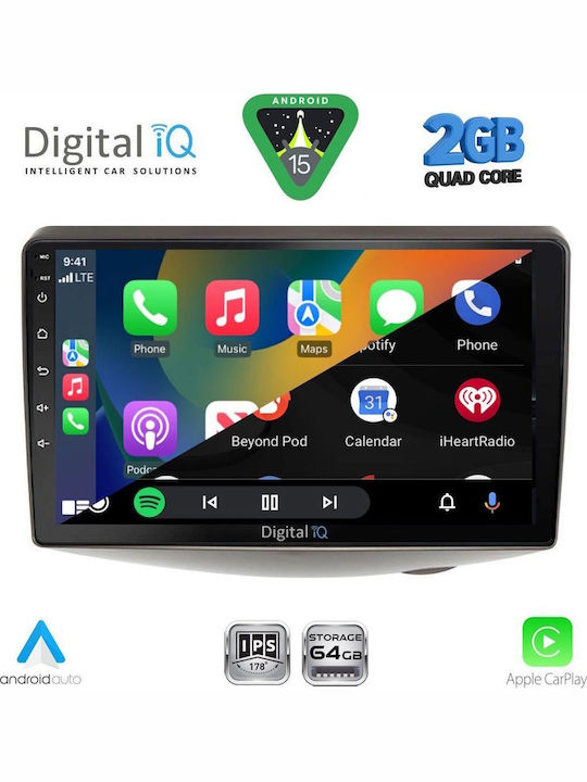 Digital IQ Car Audio System for Toyota Yaris 1999-2006 (Bluetooth/USB/WiFi/GPS/Apple CarPlay/Android Auto) with 9" Touch Screen