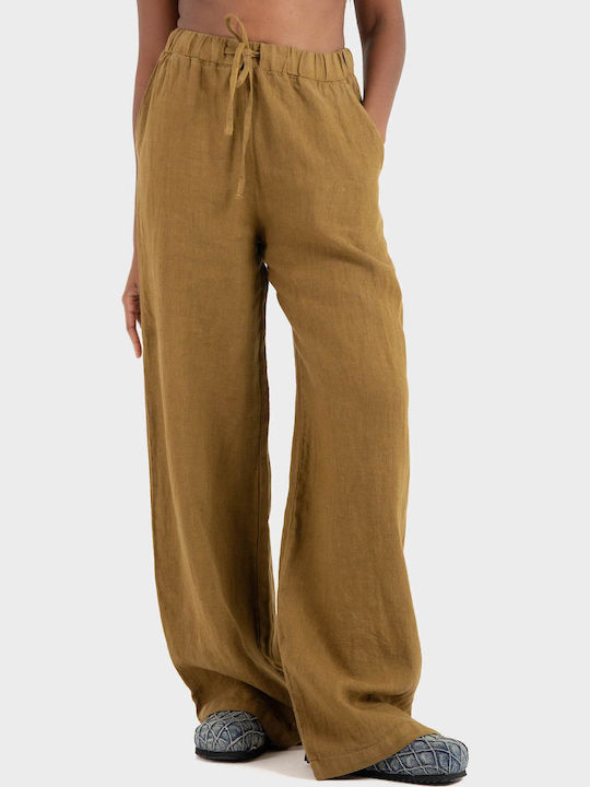 Damen Leinenhose Olive