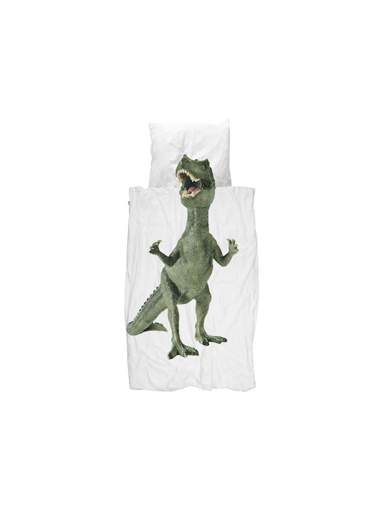 Snurk Set Kids Duvet Cover Single with Pillowcase Cotton Green 160x220cm