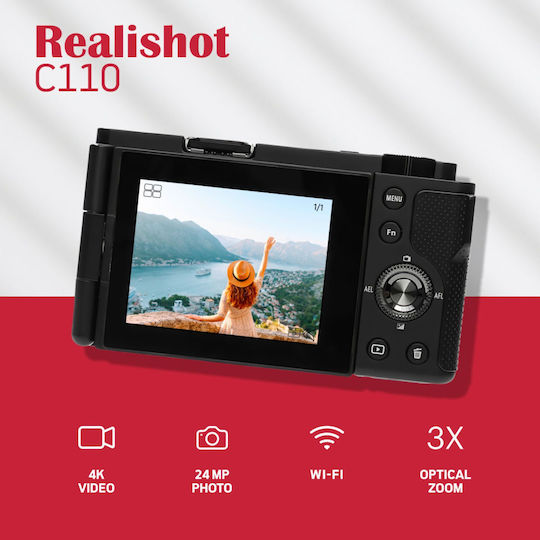 AgfaPhoto Realishot C110 Kompaktkamera 24MP Auflösung 3x Optischer Zoom