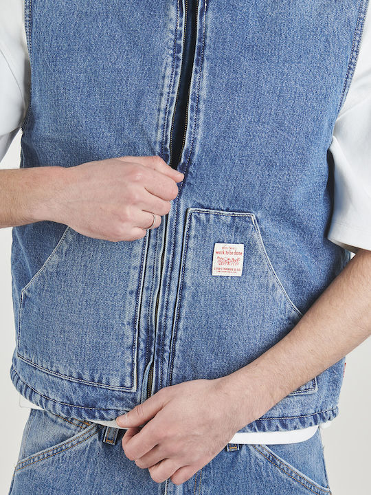Sansome Vestă Denim Albastră