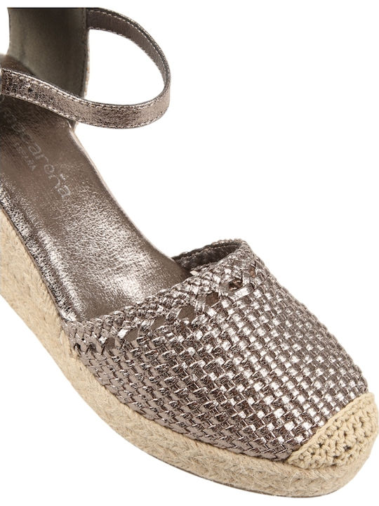 Sommer Damenplattformen im Stil Espadrilles Silber