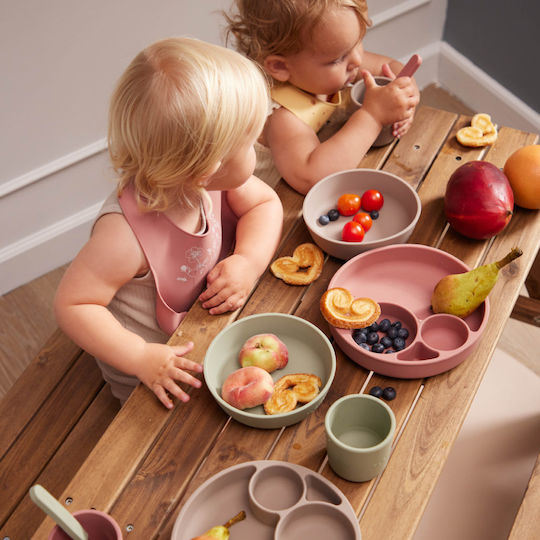 Filibabba Silicone Baby & Kids Feeding Set with Anti-Slip Gray Base 3 Pieces