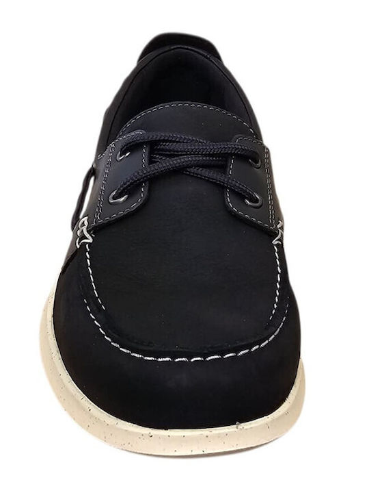 Flexway Mocasini Bărbătești Din Piele Tip Boat Shoes În Culoare Albastră