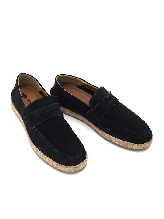 Suede Men's Moccasins in Blue Colour