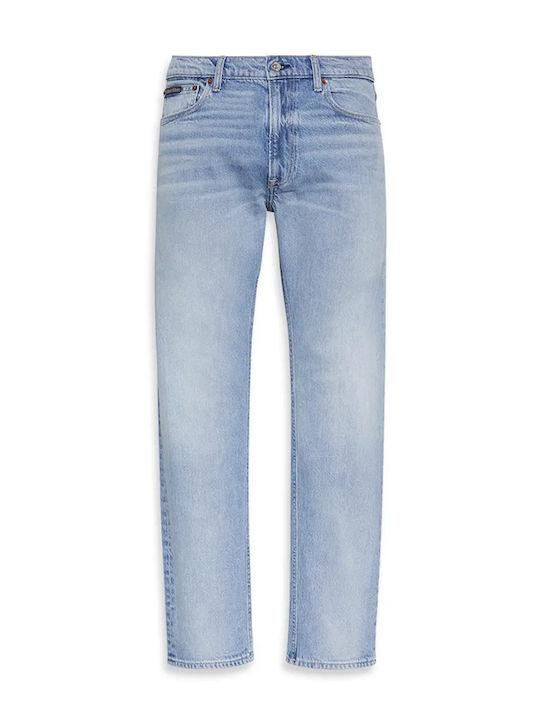 Ανδρικό Παντελόνι Τζιν Ελαστικό με Slim Straight Εφαρμογή Μπλε