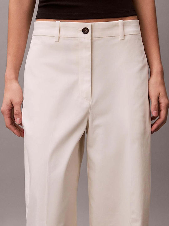 Damen Chino Hose Baumwoll-Set in Baggy Bein Stil Beige