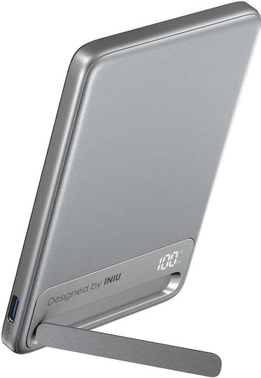 Iniu MagPro Slim MagSafe Qi2 Power Bank 5000mAh 20W mit USB-C Ausgangsanschlüsse Power Delivery Silber
