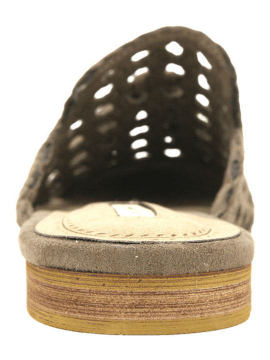 Taupe Damen Pantoletten mit Absatz
