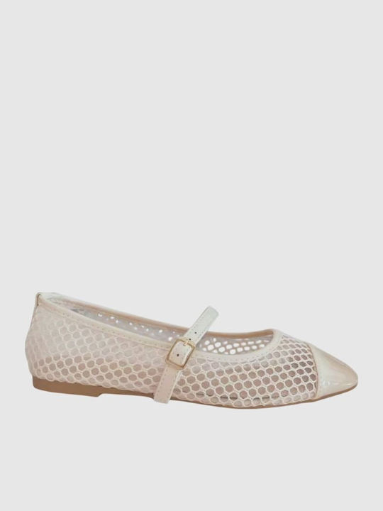 Women's Ballerina Shoes With Strap In White Colour