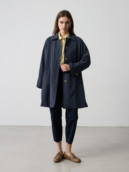 Γυναικεία Μπλε Navy Καμπαρντίνα Oversized