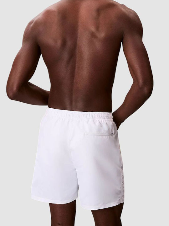 Medium Drawstring Men's Swimwear Shorts White With Patterns
