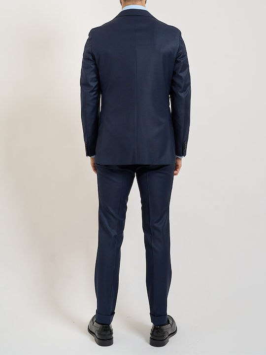 Winter Men's Suit with Slim Fit Dark Blue