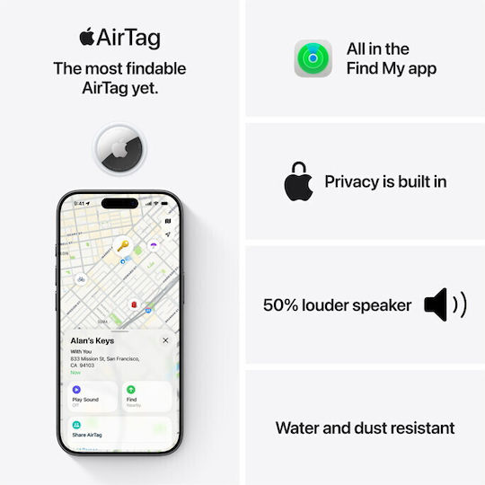 Apple AirTag 2nd Gen Apple Find My Λευκό 4τμχ
