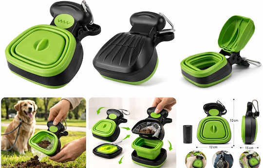 Dog Poop Scoop – Foldable Plastic Tongs Carabiner Portable Green
